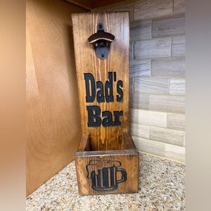 Rustic Brown Wooden Bottle Opener Dad Design